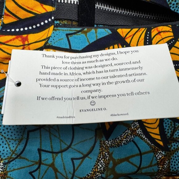 NWT African Print Long Sleeve Blue Orange Jumpsuit Pockets By Ace Kouture Size S - Picture 9 of 10